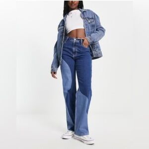 Hollister Ultra High Rise Dad jeans Women's Two-Tone Blue Jeans 27 W